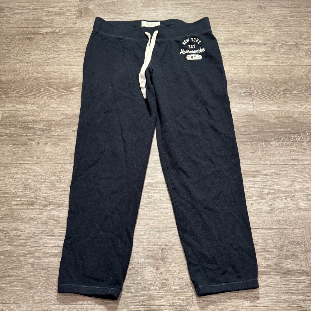 Abercrombie Fitch Pants Adult Large Blue Sweatpants Logo Drawstring Fleece 33x28